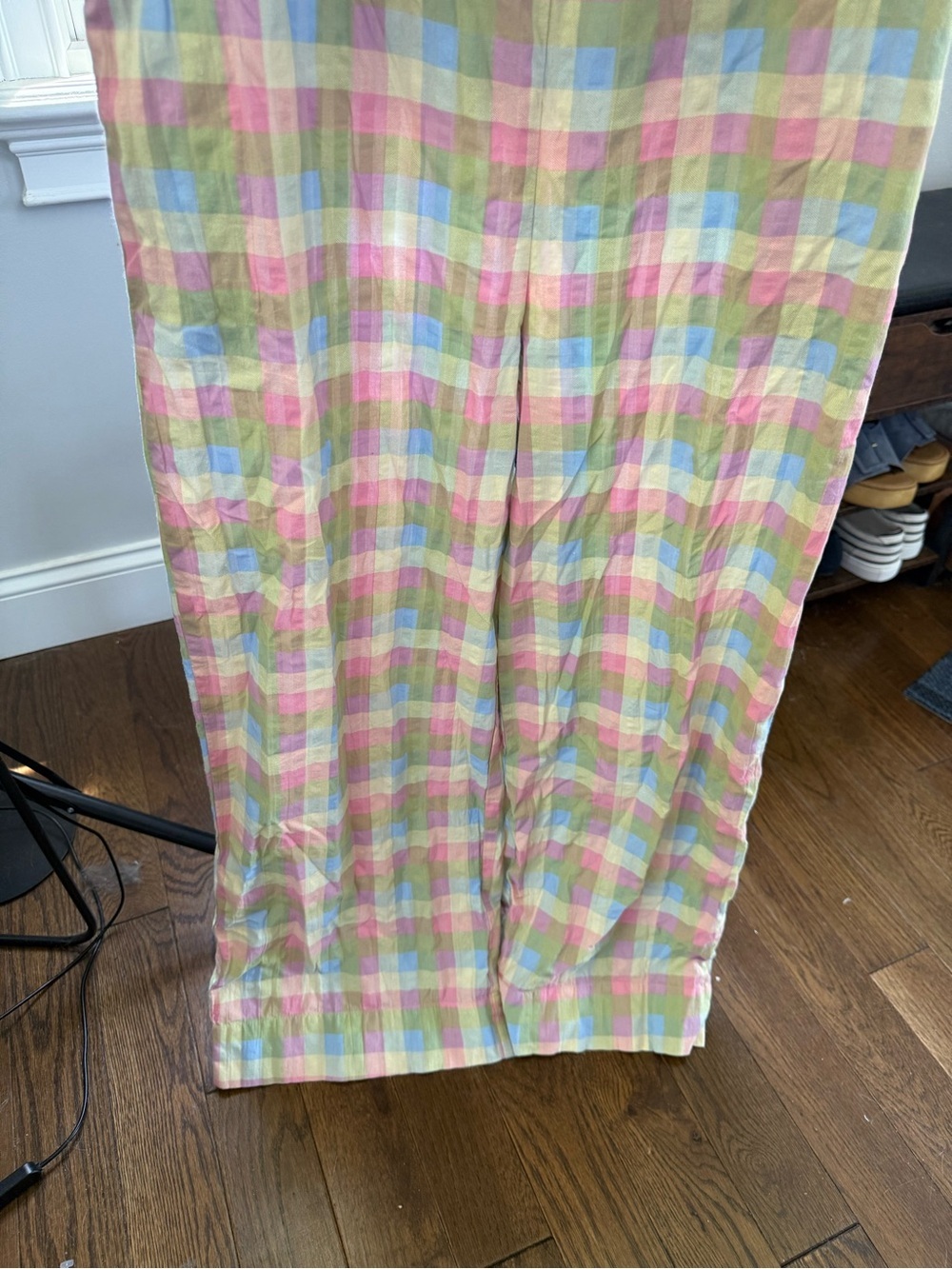 Monki Pastel Plaid Ruffle-Waist Wide-Leg Jumpsuit Size medium - Picture 7 of 11